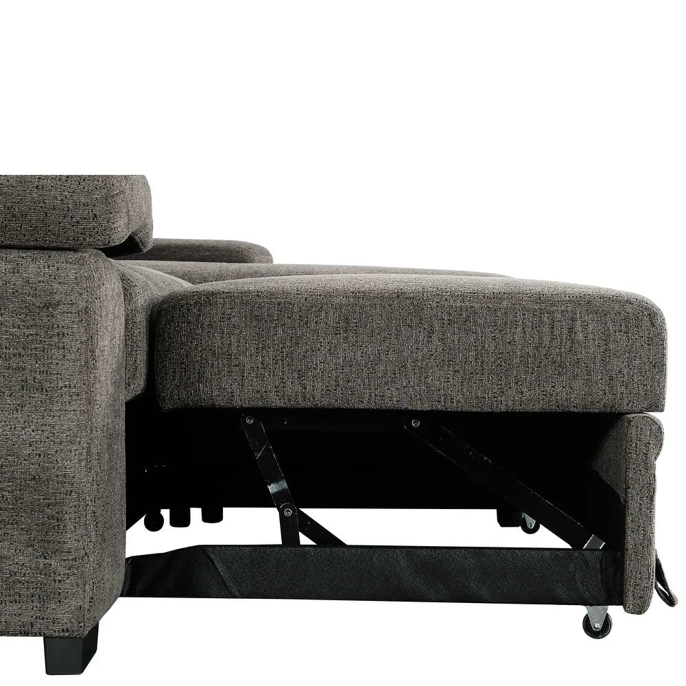 Jordan Charcoal 2pc L Shaped Sectional Sleeper w/ Storage - Ornate Home