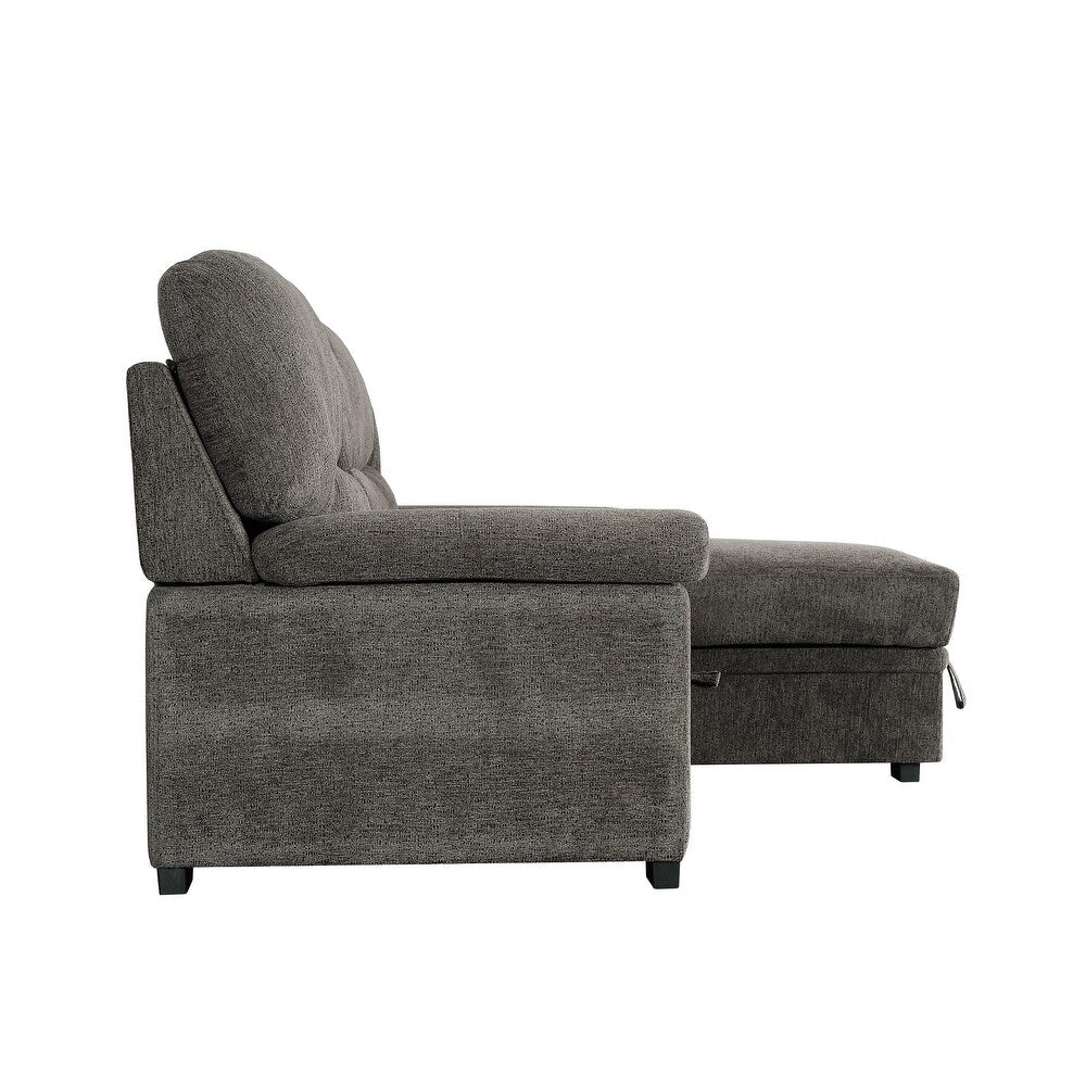 Jordan Charcoal 2pc L Shaped Sectional Sleeper w/ Storage - Ornate Home