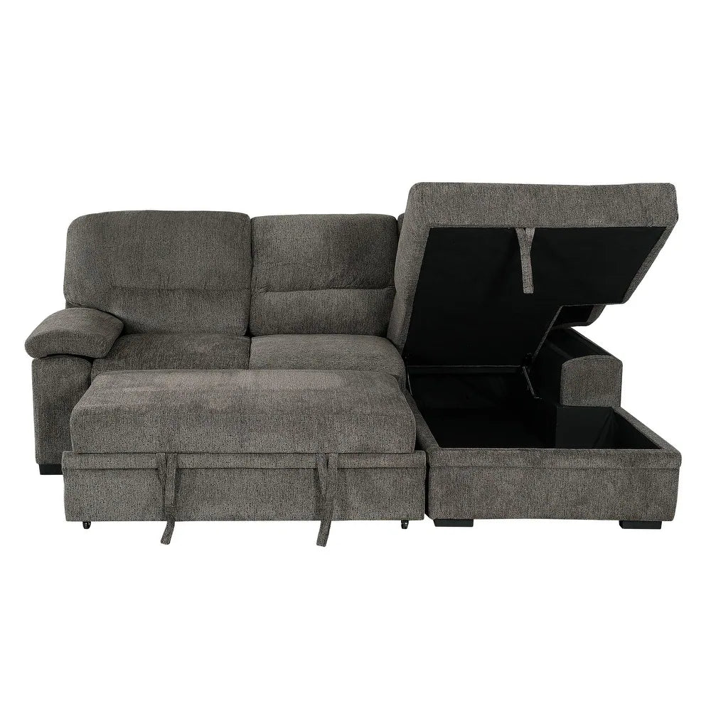 Jordan Charcoal 2pc L Shaped Sectional Sleeper w/ Storage - Ornate Home