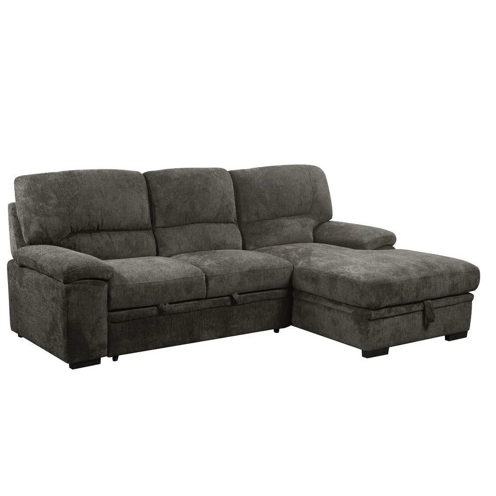 Jordan Charcoal 2pc L Shaped Sectional Sleeper w/ Storage - Ornate Home