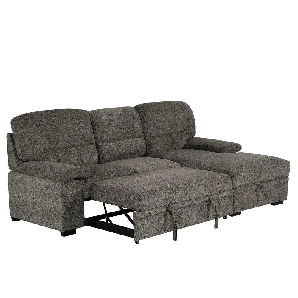 Jordan Charcoal 2pc L Shaped Sectional Sleeper w/ Storage - Ornate Home