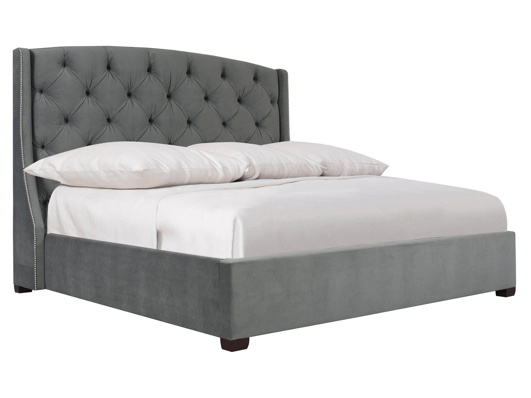 Jordan Grey Fabric Shelter California King Bed – Tall Headboard - Ornate Home