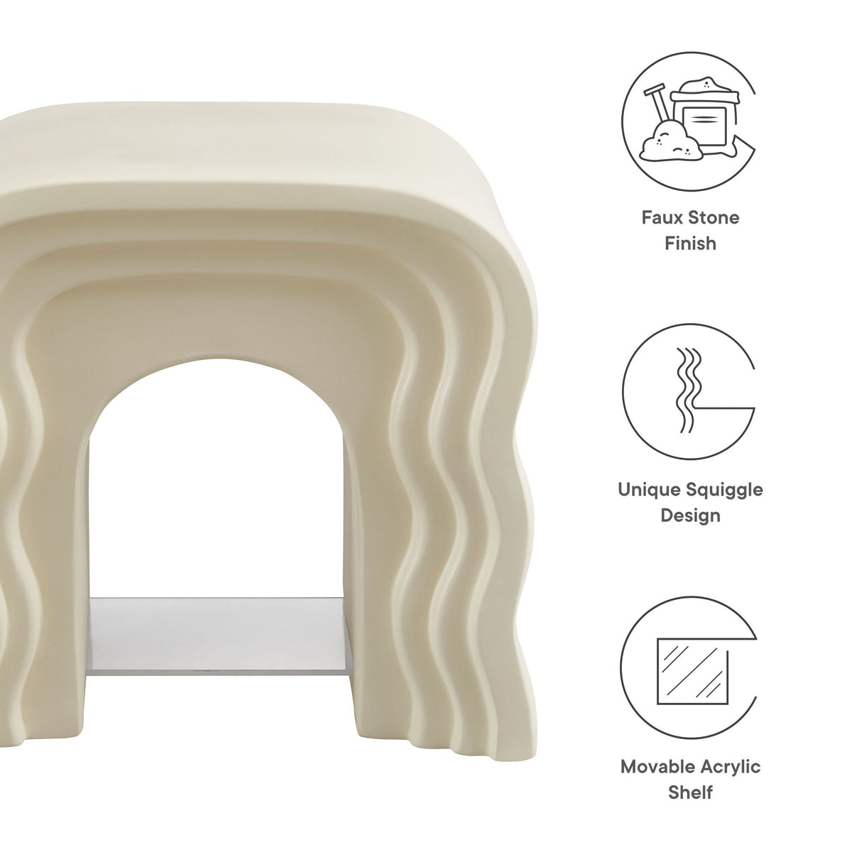 Jorin Ivory Squiggle Side Table - Ornate Home