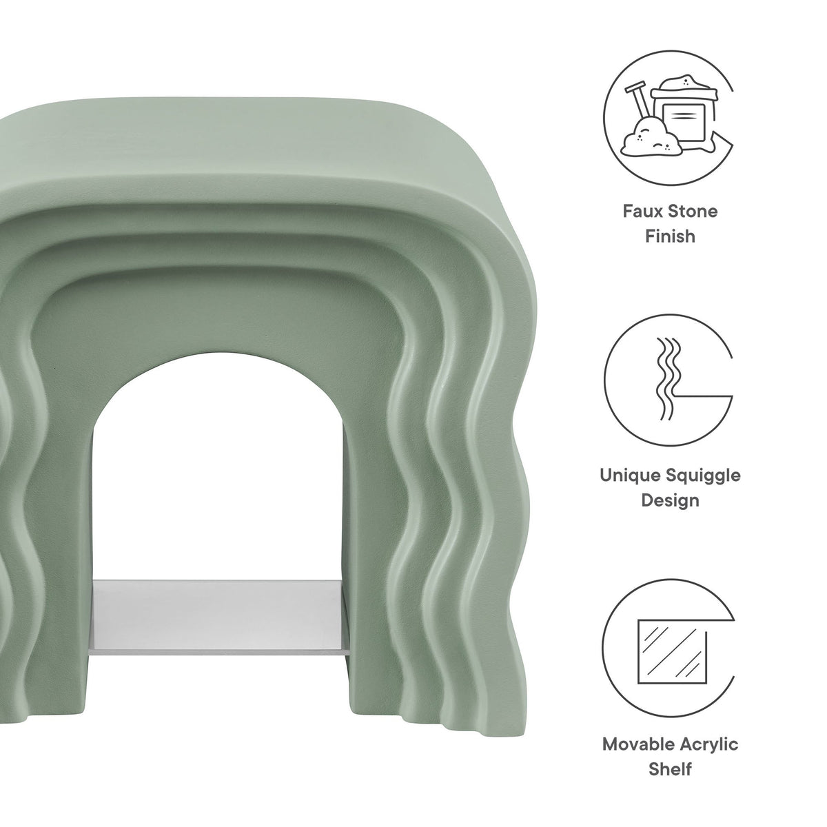 Jorin Sage Squiggle Side Table - Ornate Home