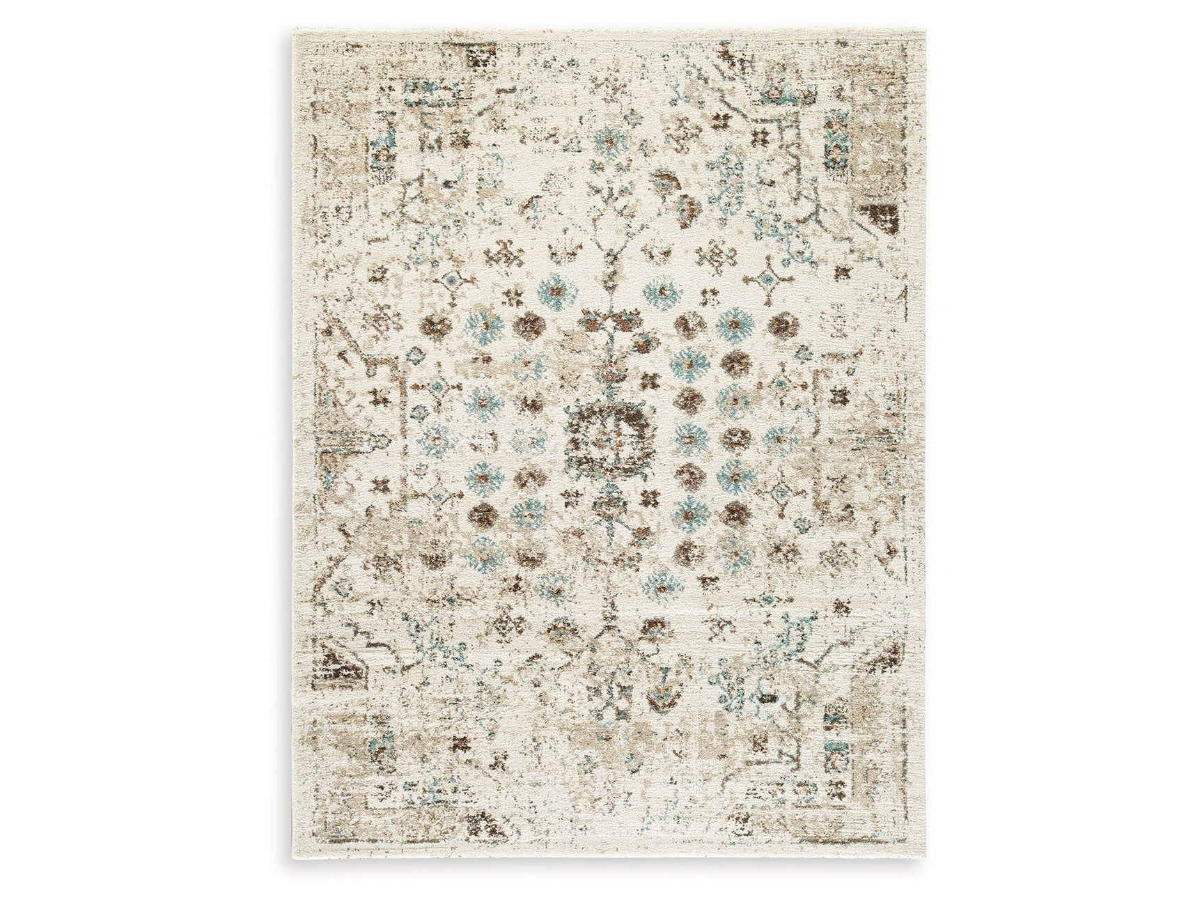 Jossler Ivory/Brown/Teal 5' x 7' Rug (Online Special Price) - Ornate Home