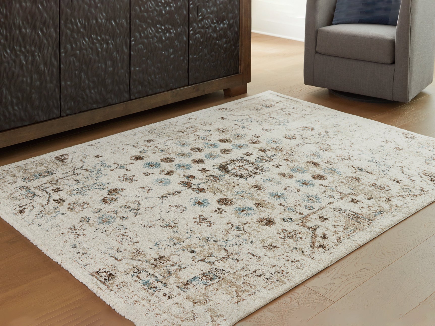 Jossler Ivory/Brown/Teal 5' x 7' Rug (Online Special Price) - Ornate Home
