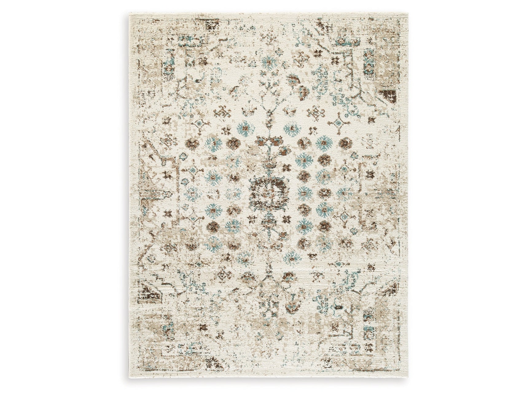 Jossler Ivory/Brown/Teal 5' x 7' Rug - Ornate Home