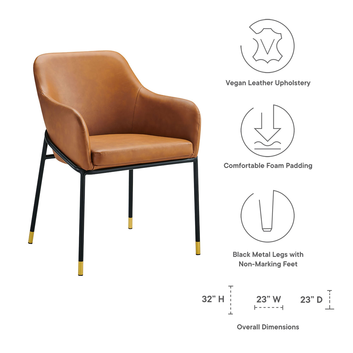 Jovi Black/Tan Vegan Leather Dining Chair - Ornate Home