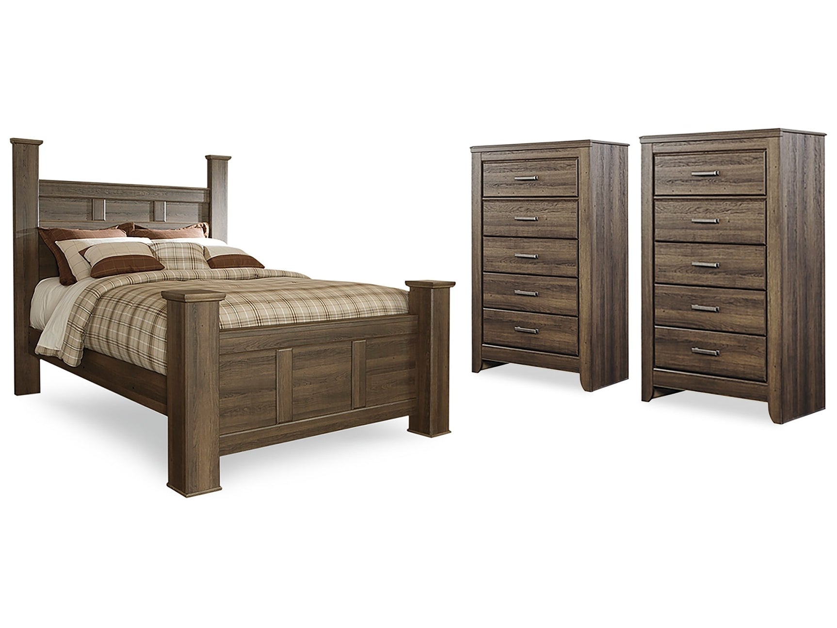 Juararo Brown Queen Poster Bedroom Set with 2 Chests (Online Special Price) - Ornate Home