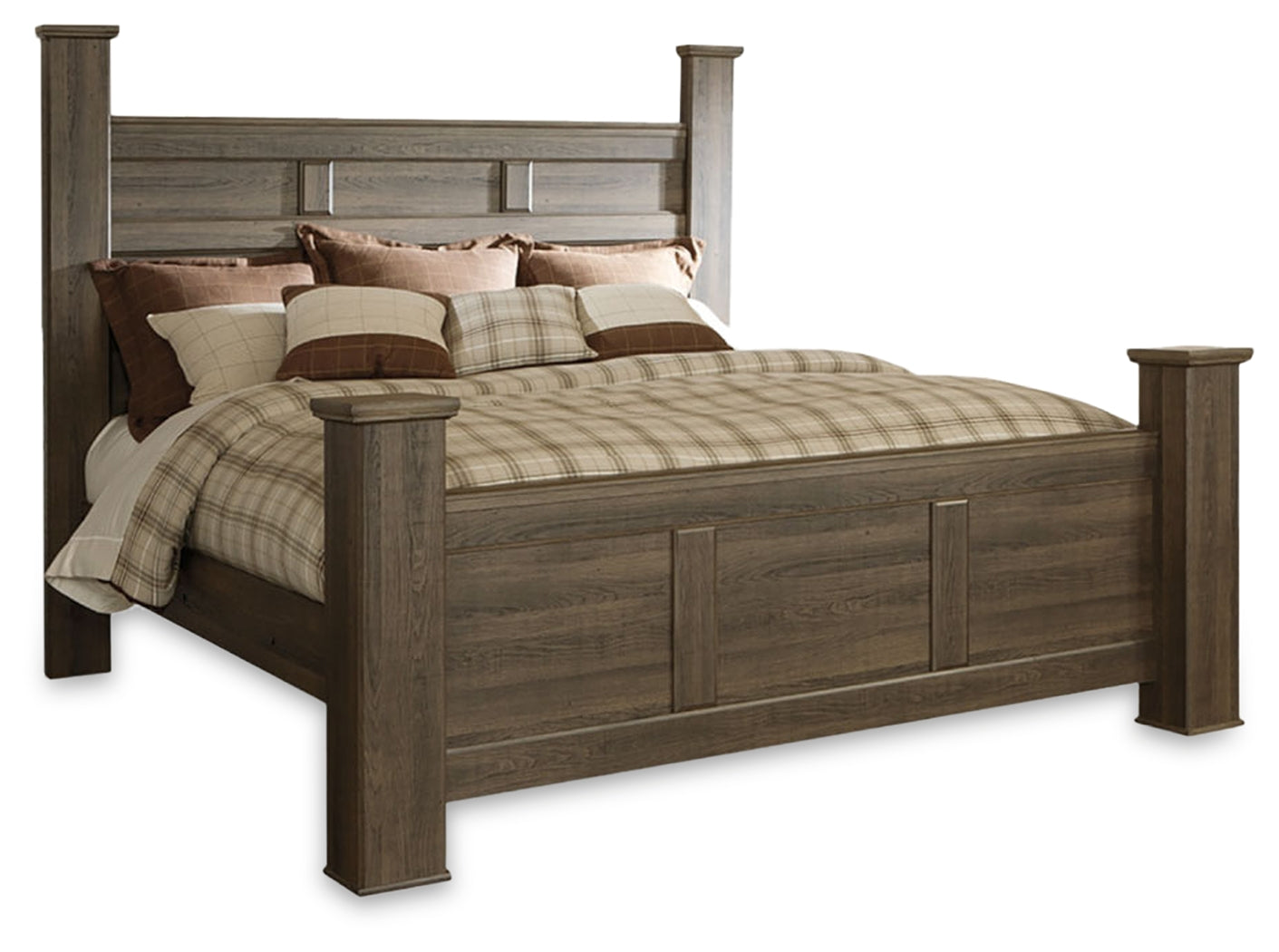 Juararo Dark Brown California King Poster Bed, Dresser and 2 Nightstands - Ornate Home