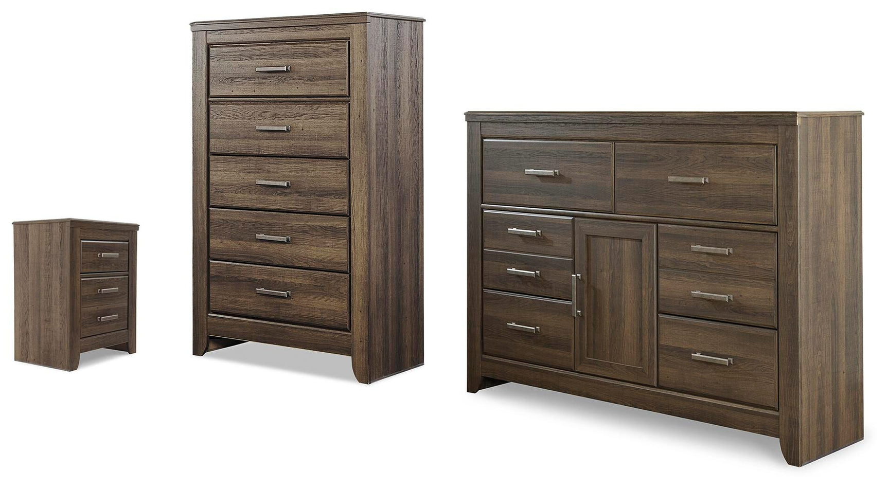 Juararo Dark Brown Dresser, Chest and Nightstand - Ornate Home