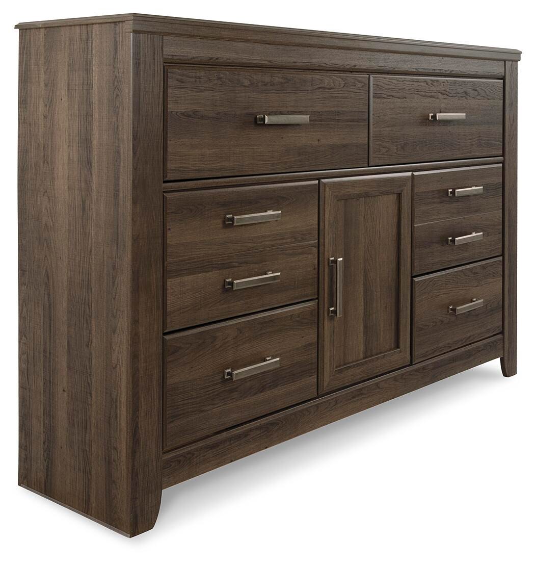 Juararo Dark Brown King Poster Bed, Dresser and Chest - Ornate Home