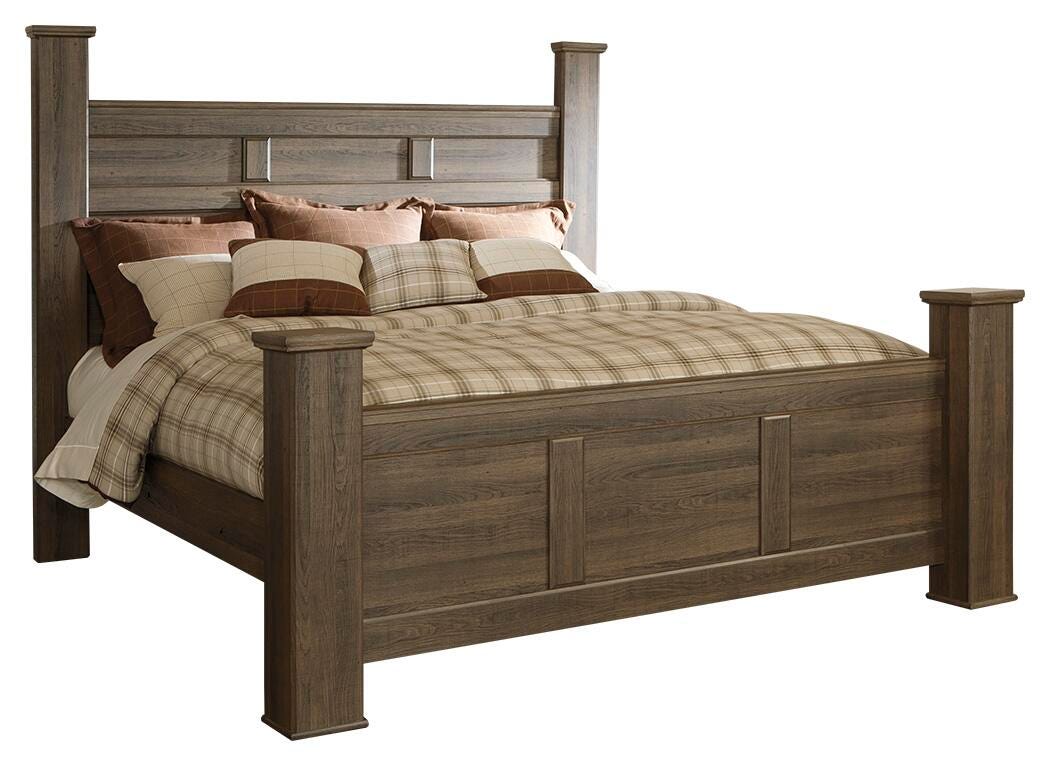 Juararo Dark Brown King Poster Bed and 2 Nightstands - Ornate Home