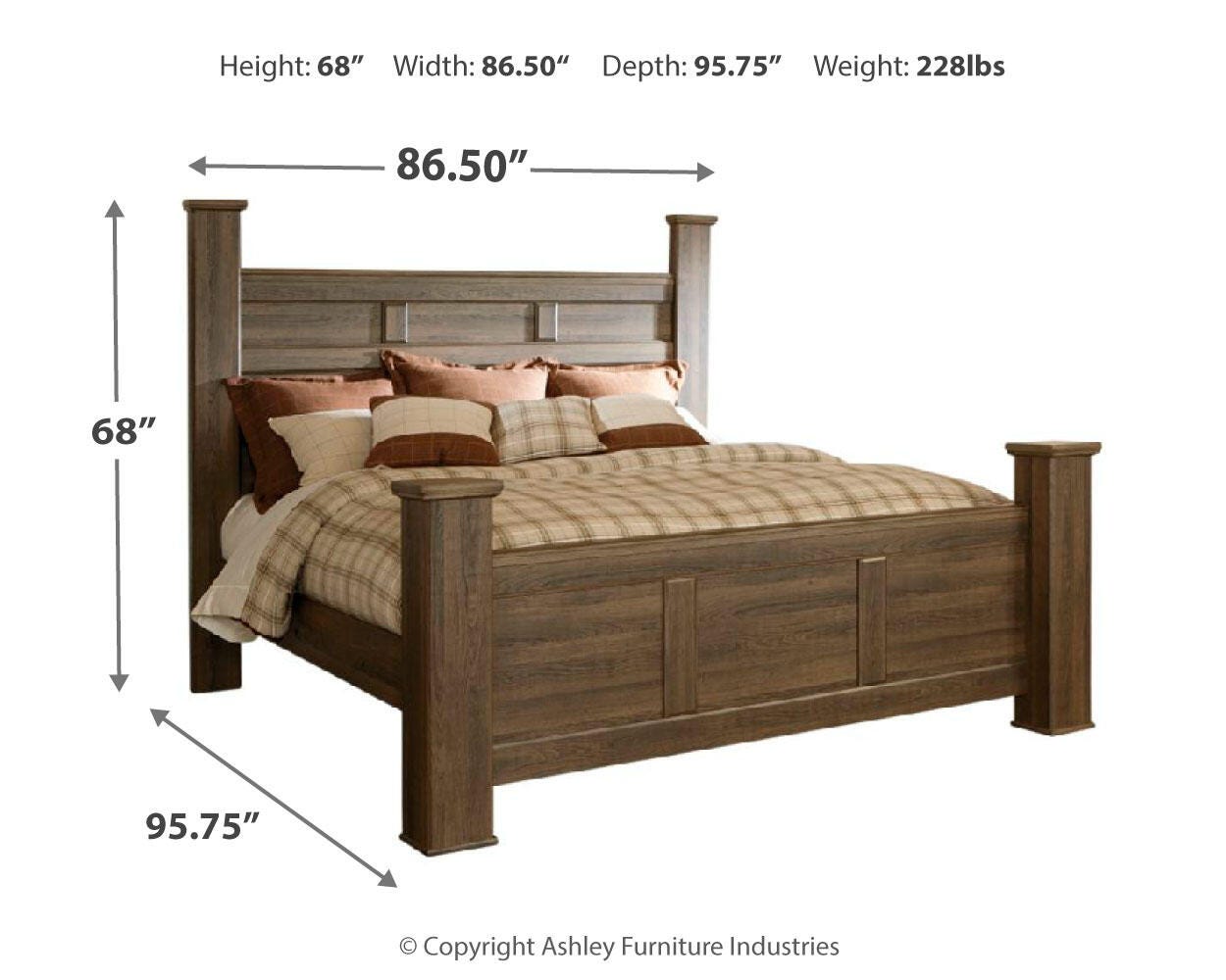 Juararo Dark Brown King Poster Bed and 2 Nightstands - Ornate Home