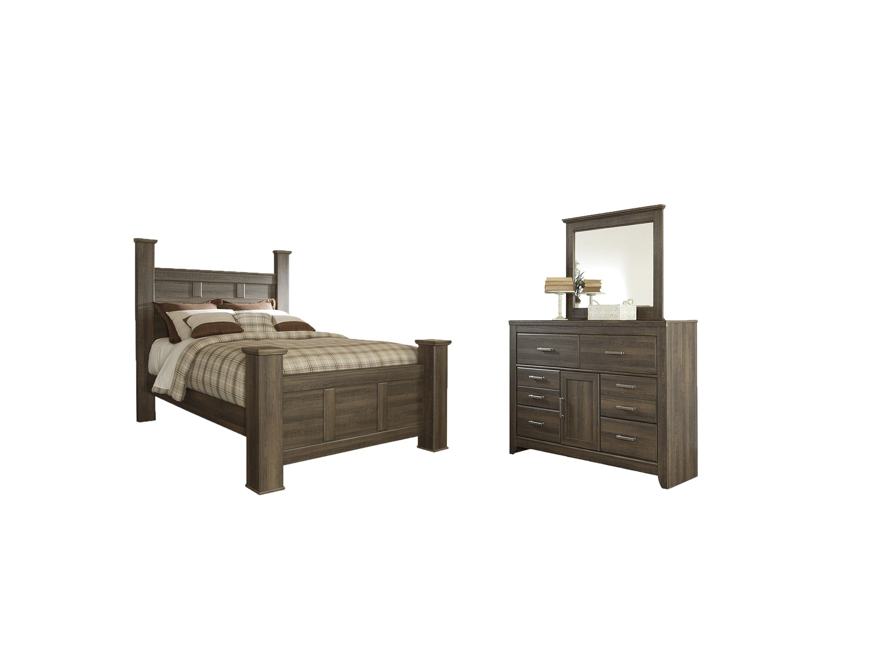 Juararo Queen Poster Bedroom Set with Dresser and Mirror - Ornate Home