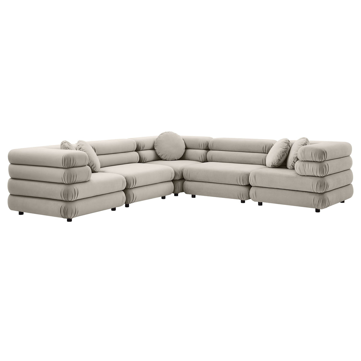Jubilee Almond 5-Piece Modular Performance Velvet Sectional Sofa - Ornate Home