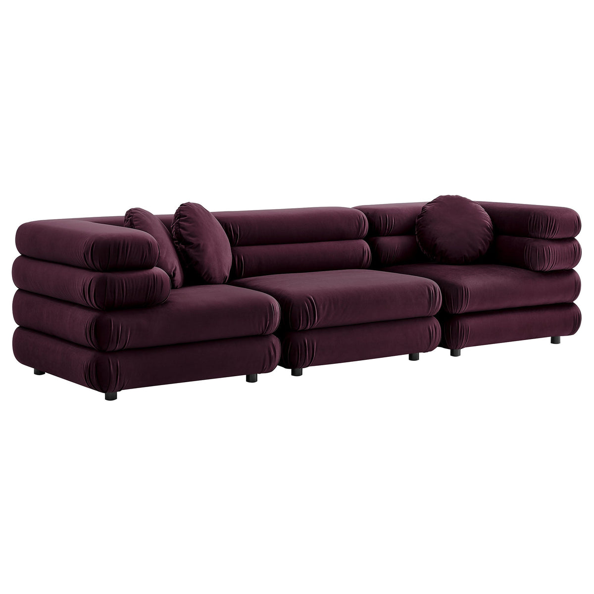 Jubilee Mulberry 3-Piece Modular Performance Velvet Sectional Sofa - Ornate Home