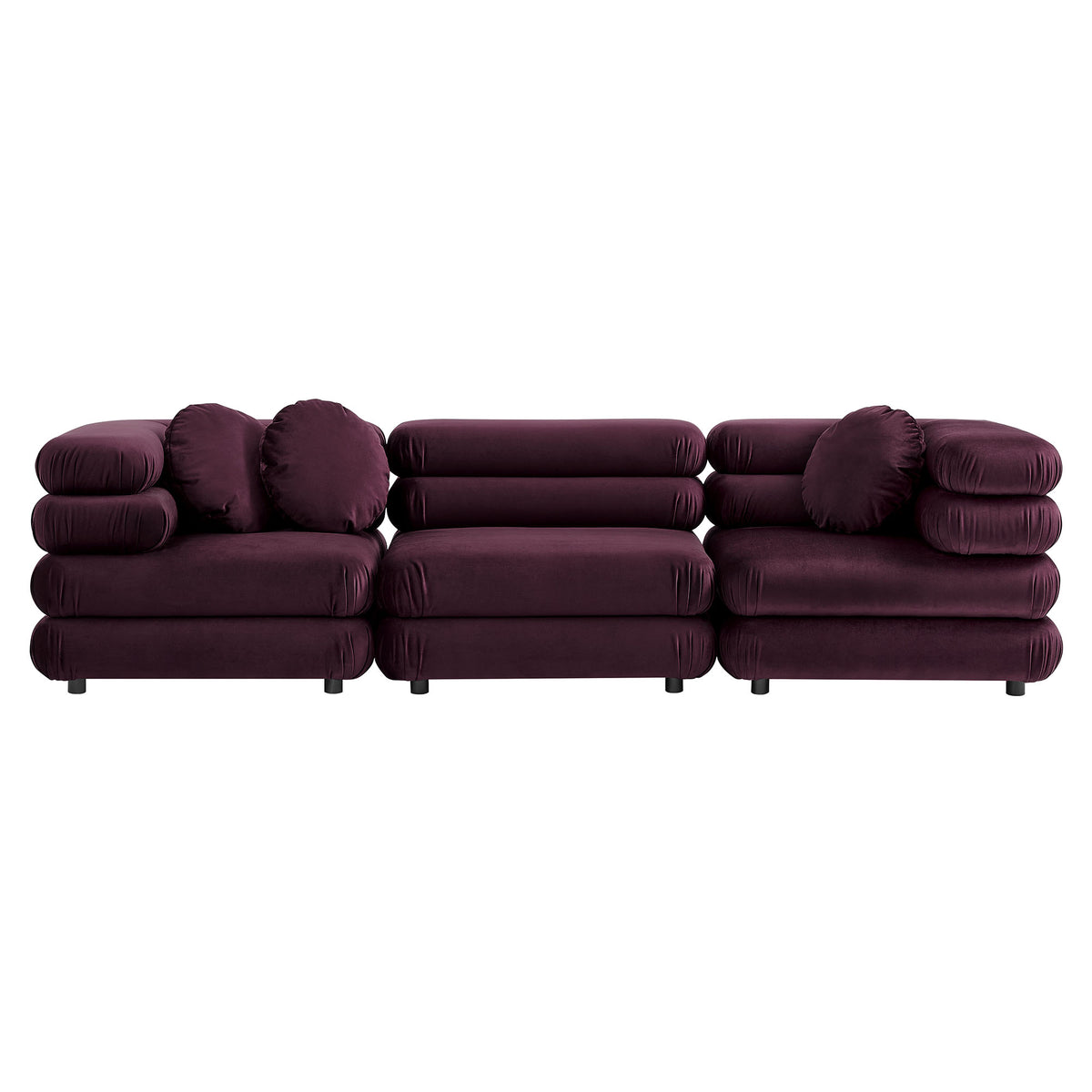 Jubilee Mulberry 3-Piece Modular Performance Velvet Sectional Sofa - Ornate Home