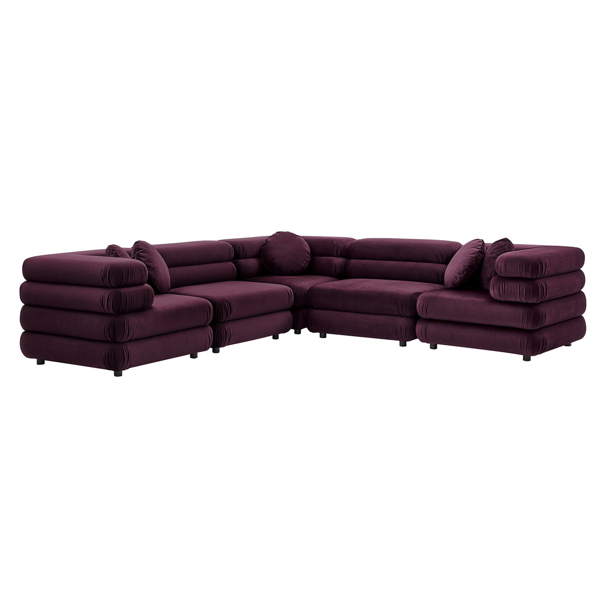 Jubilee Mulberry 5-Piece Modular Performance Velvet Sectional Sofa - Ornate Home