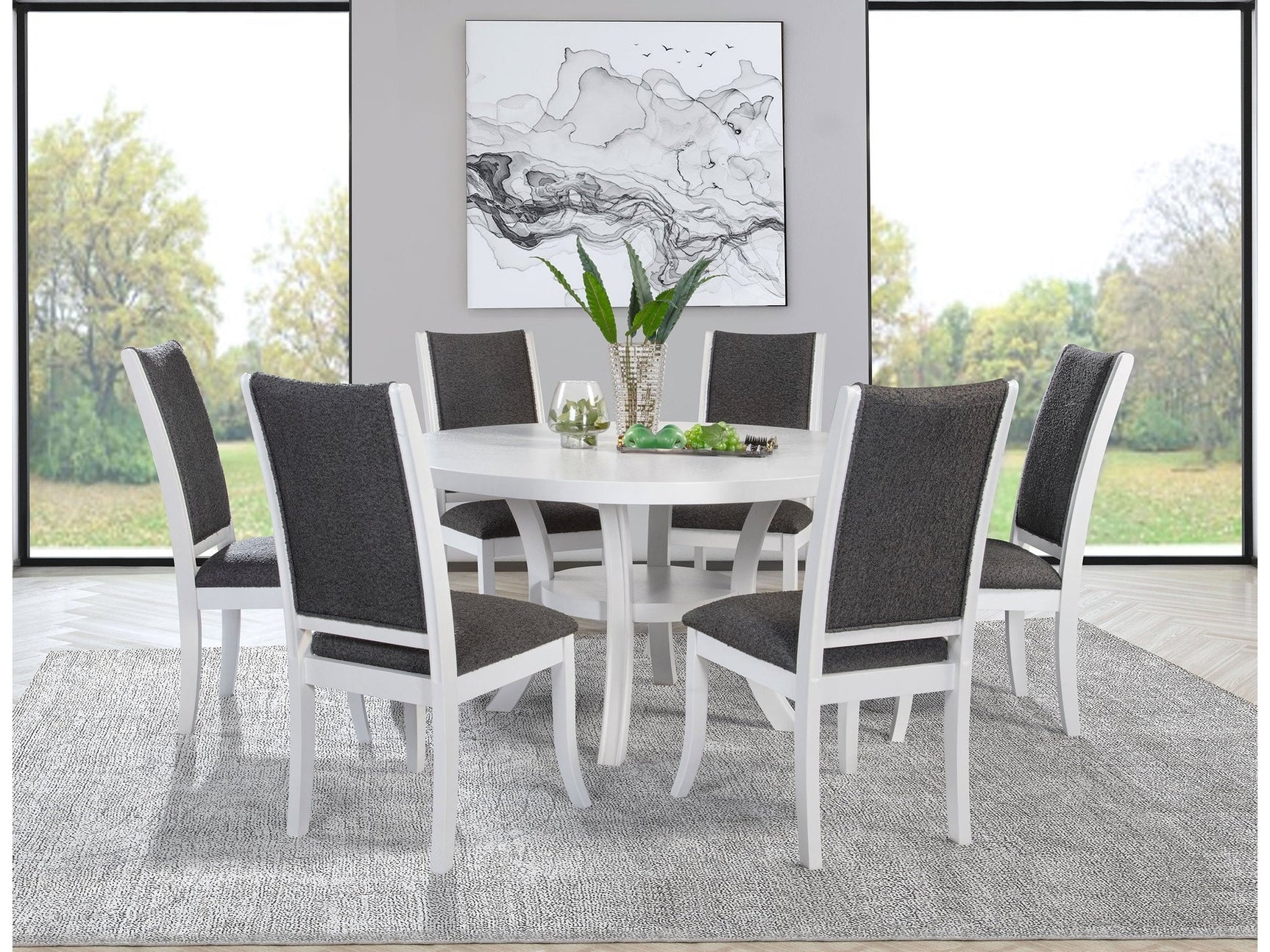 Judd Pearl White 7-piece Dining Room Set - Ornate Home