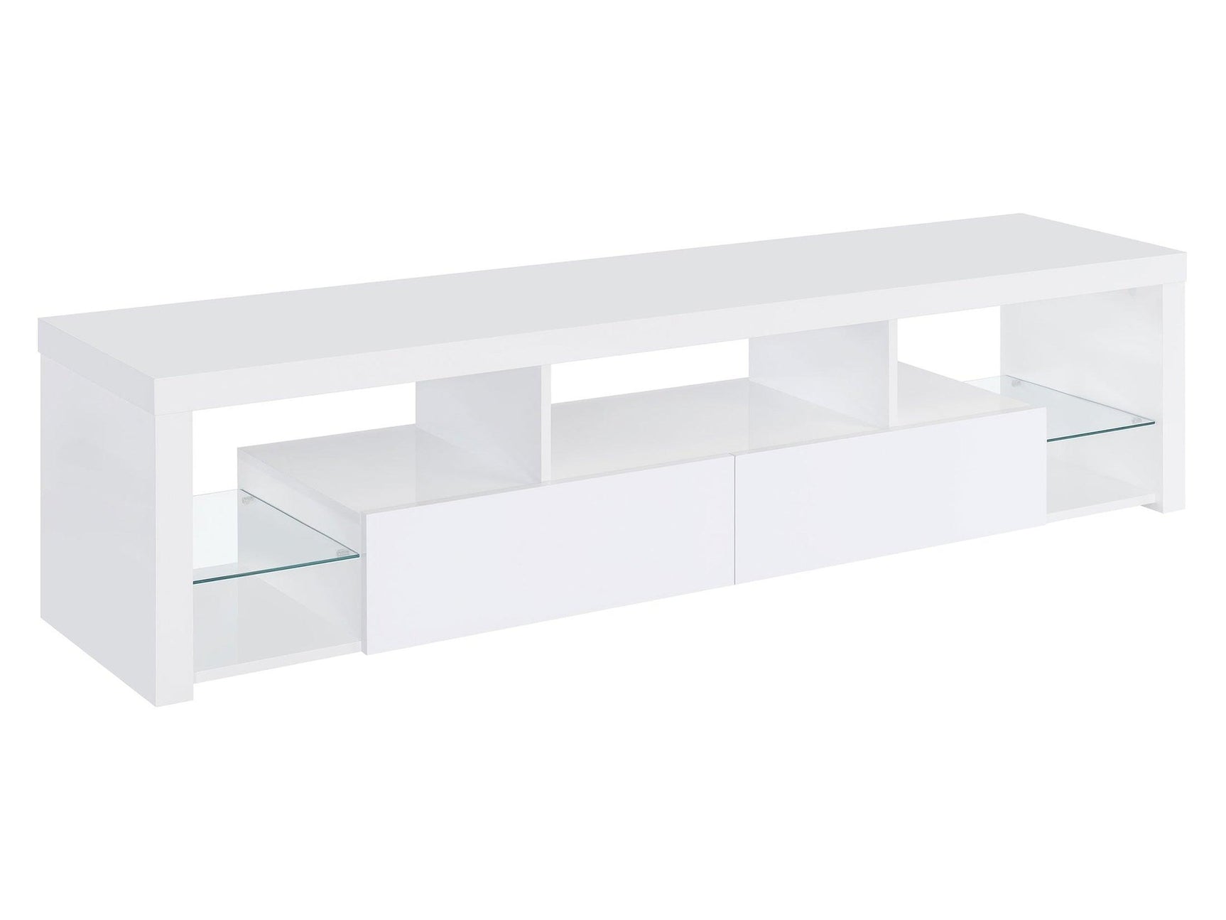 Jude White High Gloss 71" TV Stand - Ornate Home