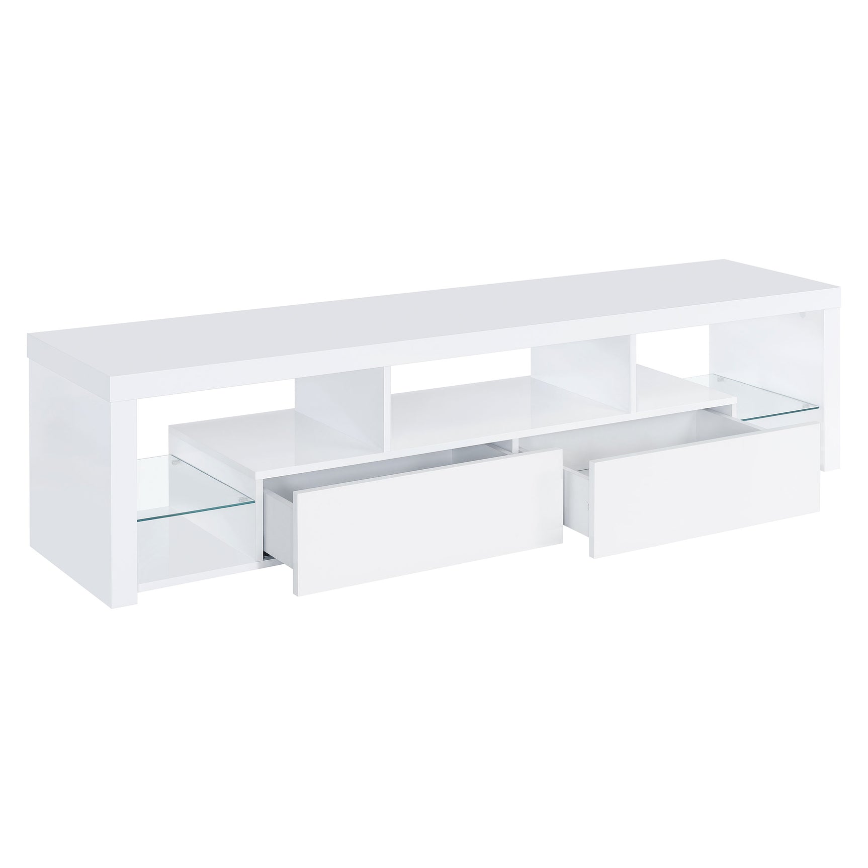 Jude White High Gloss 71" TV Stand - Ornate Home