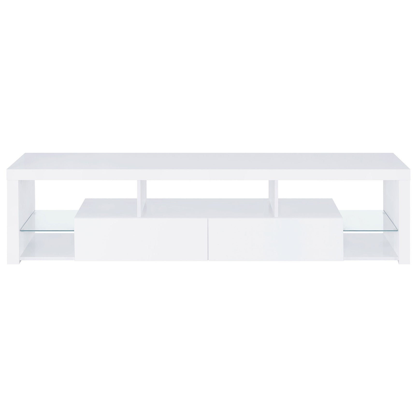 Jude White High Gloss 71" TV Stand - Ornate Home