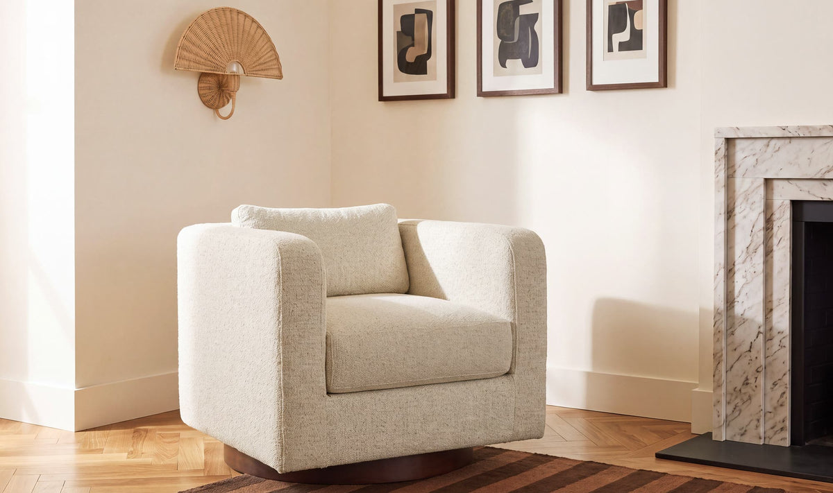 Julian Textured Oat Swivel Chair - Ornate Home