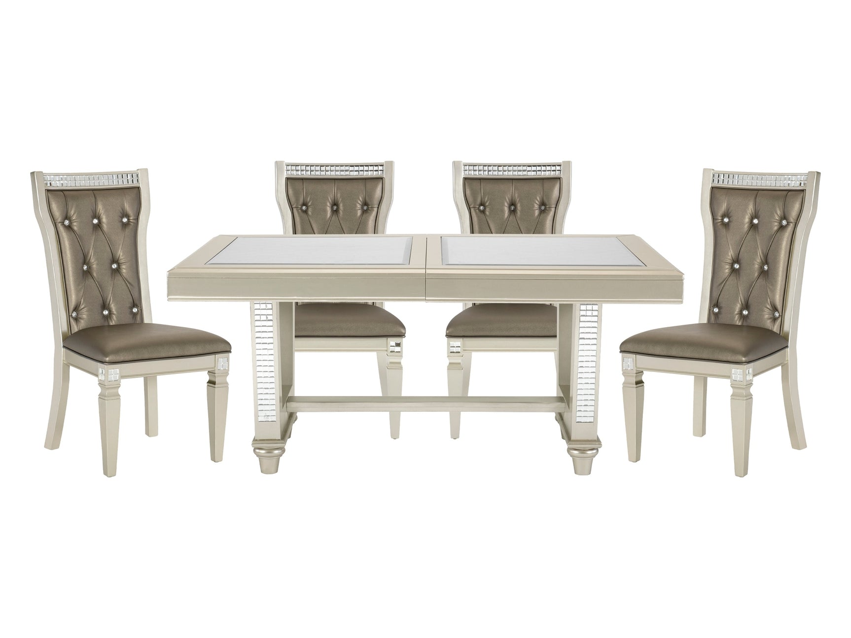 Juliette Champagne 5-piece Dinig Table Set - Ornate Home