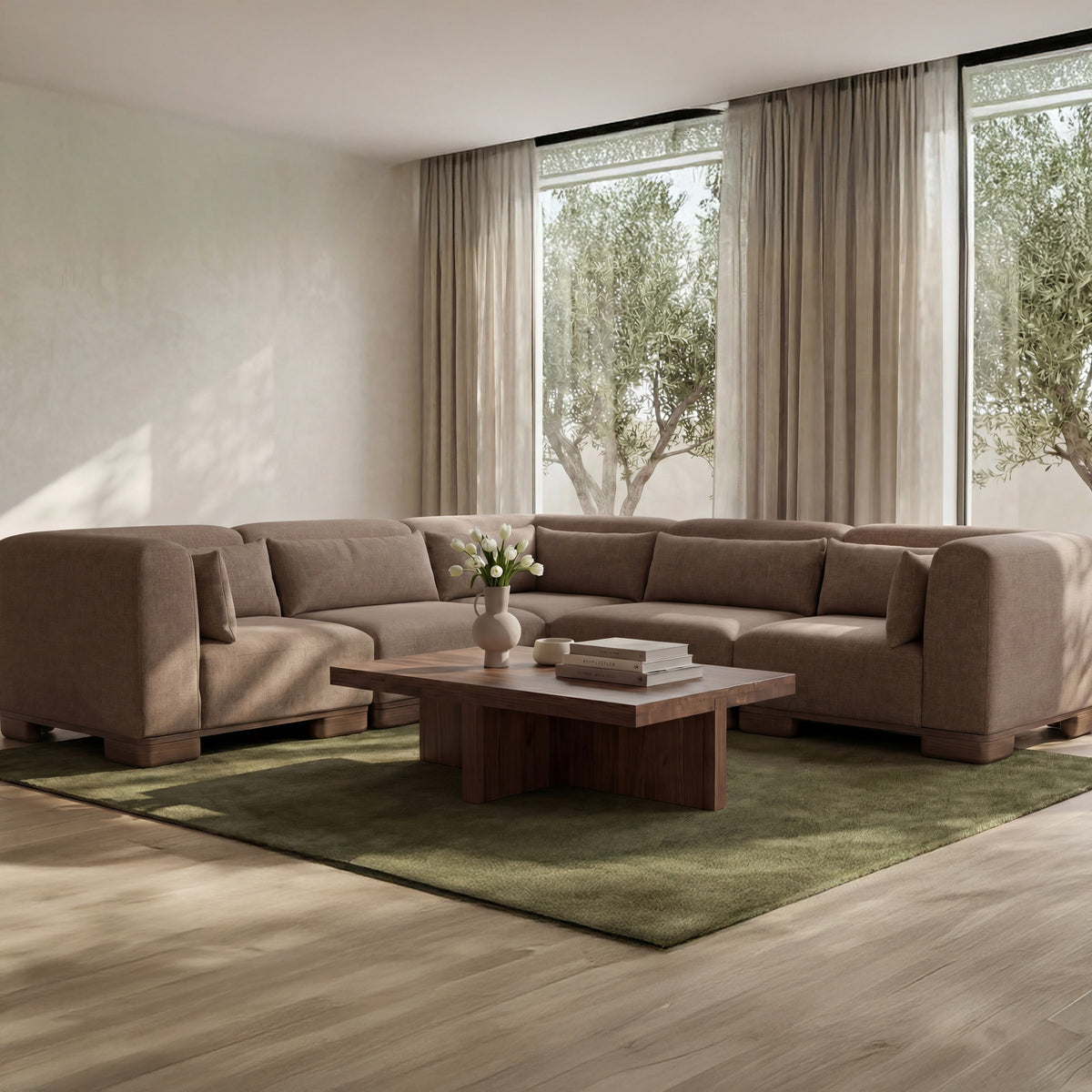 June Dark Brown Classic L Modular Sectional - Ornate Home