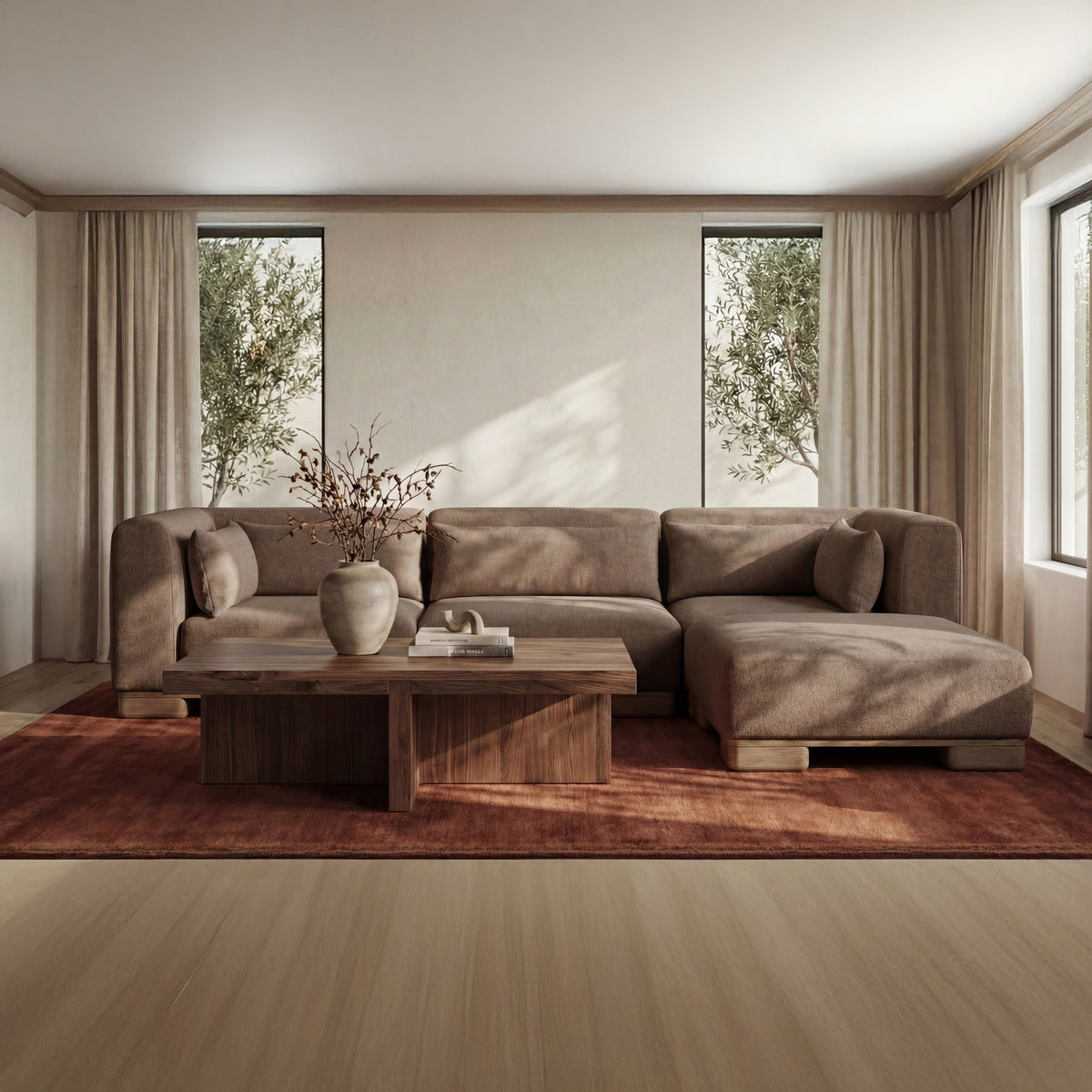 June Dark Brown Lounge Modular Sectional - Ornate Home