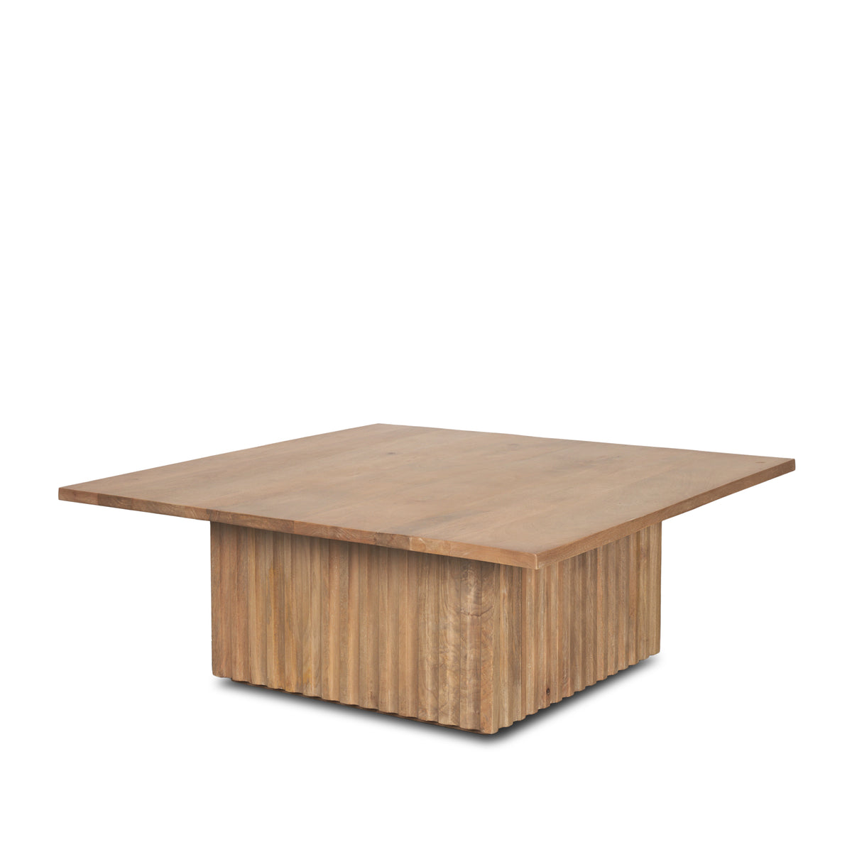 June Light Brown Wood with Fluting Square Coffee Table - Ornate Home