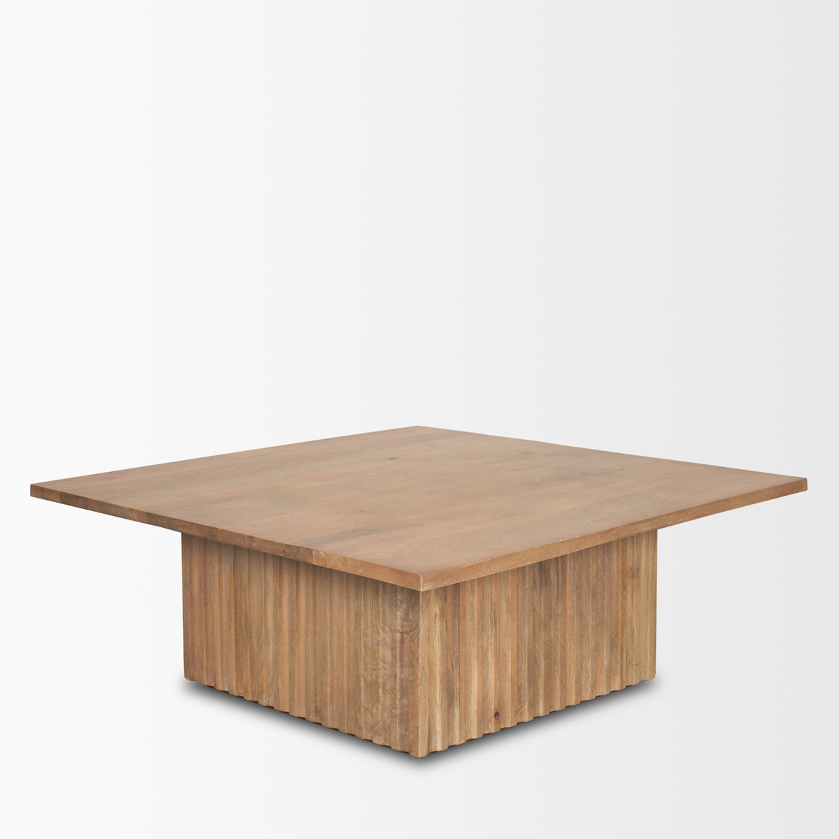 June Light Brown Wood with Fluting Square Coffee Table - Ornate Home