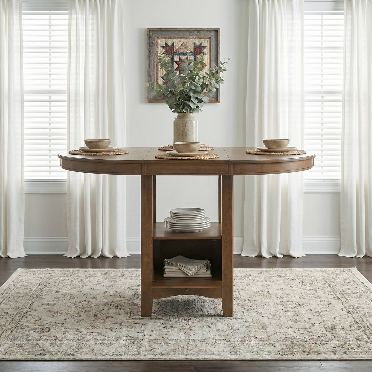 Junipero Brown Round/Oval Counter Height Table - Ornate Home