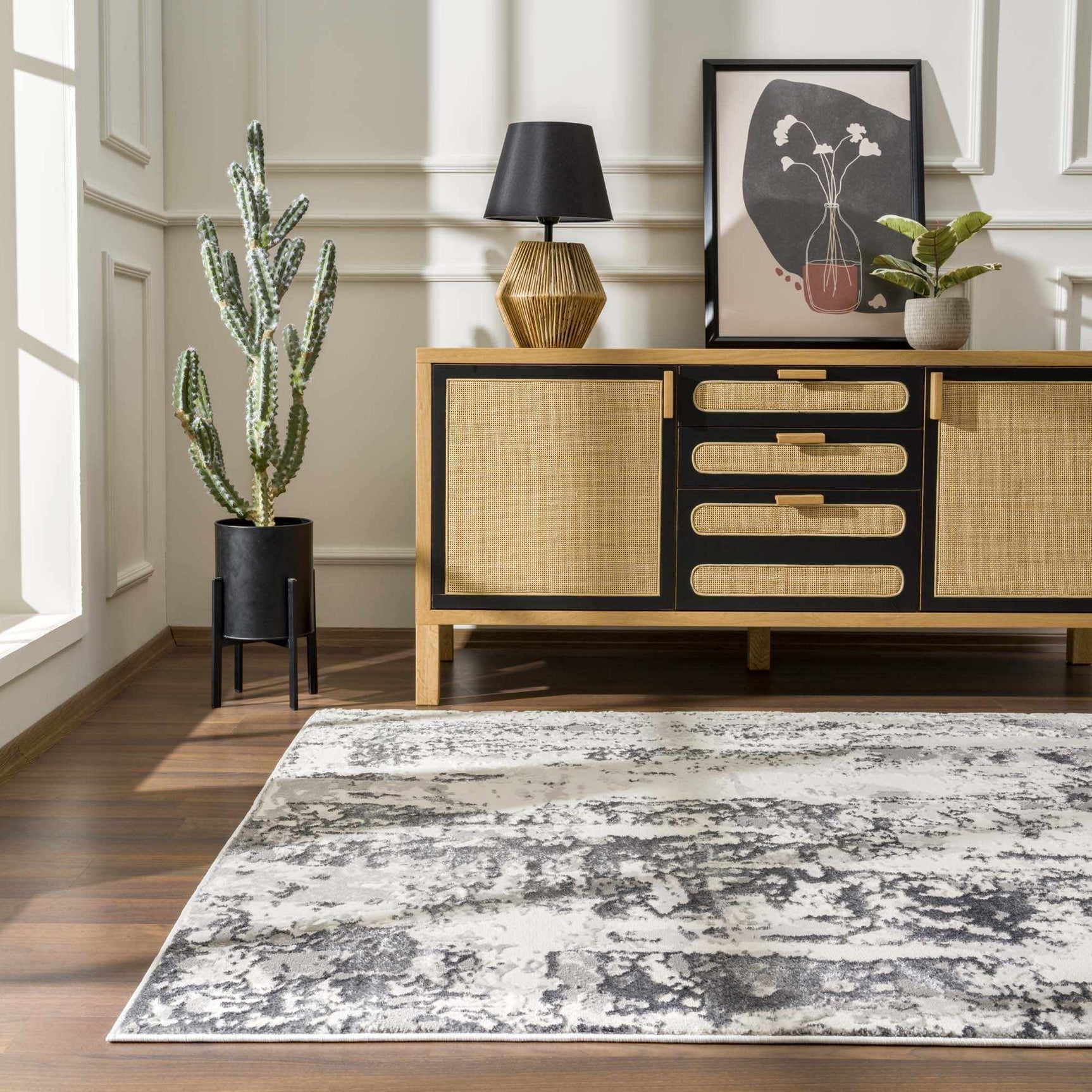 Junko Gray & Blue Marble Area Rug - Clearance - Ornate Home