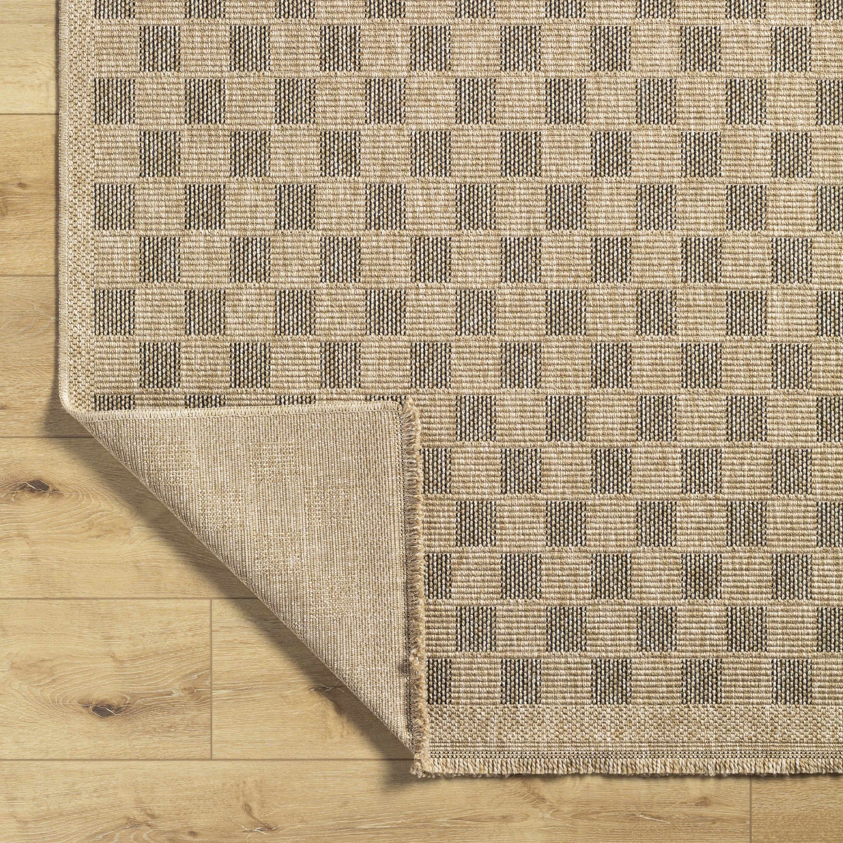 Jurek Beige & Brown Checkered Outdoor Area Rug - Ornate Home