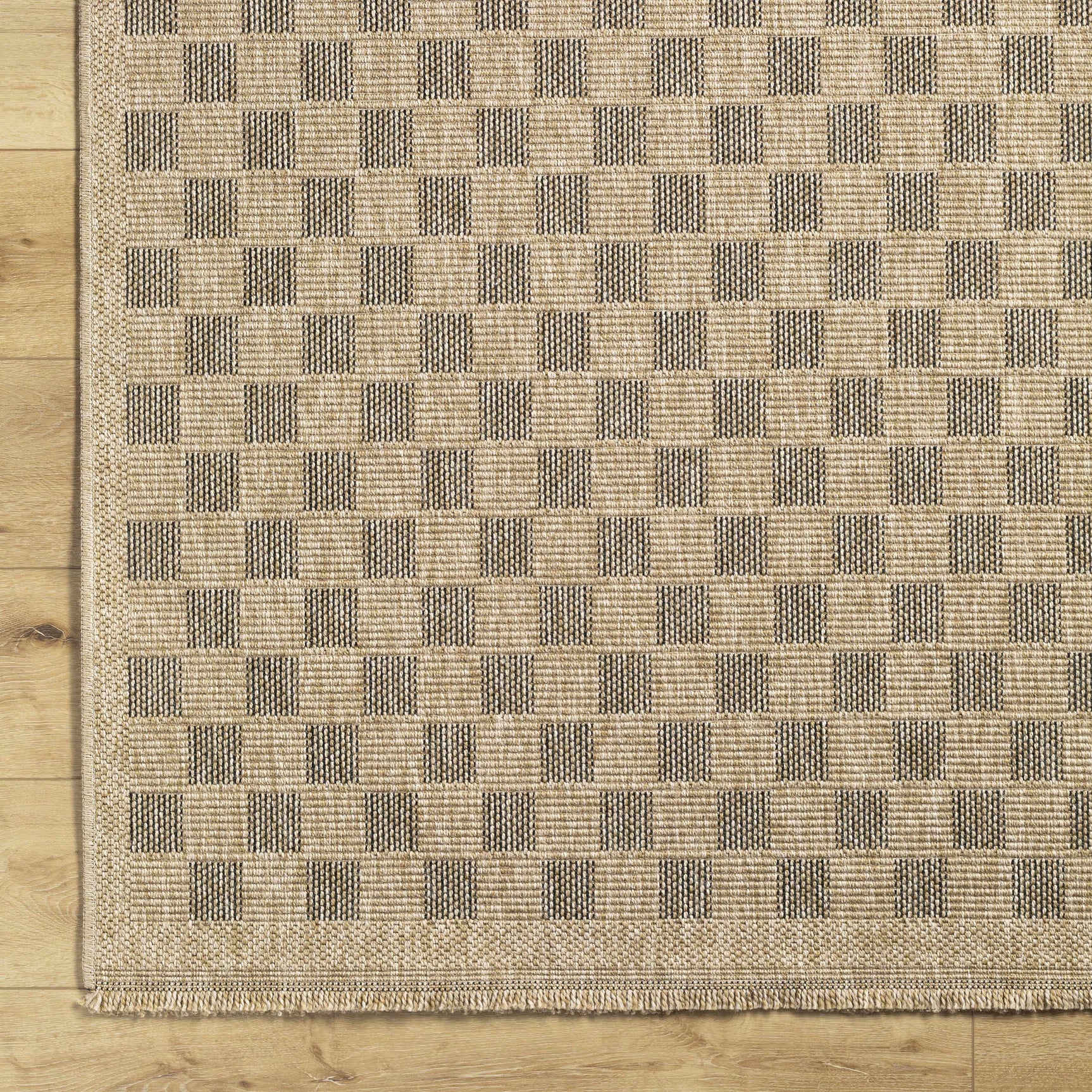 Jurek Beige & Brown Checkered Outdoor Area Rug - Ornate Home