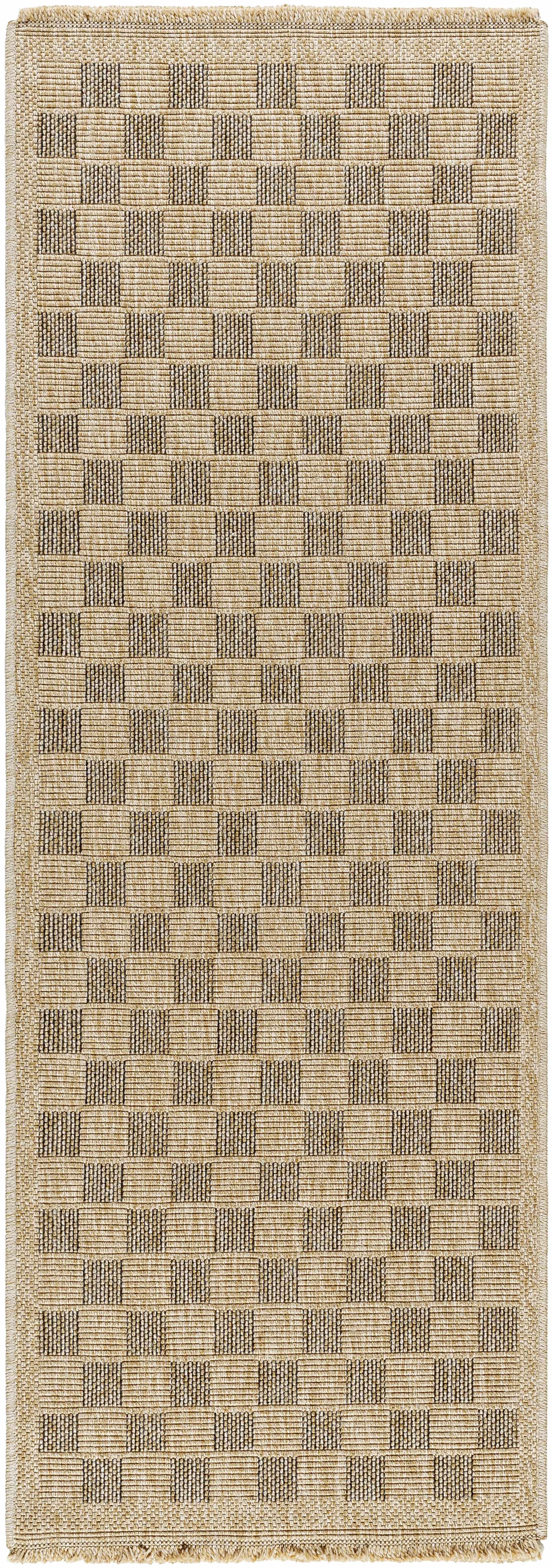 Jurek Beige & Brown Checkered Outdoor Area Rug - Ornate Home