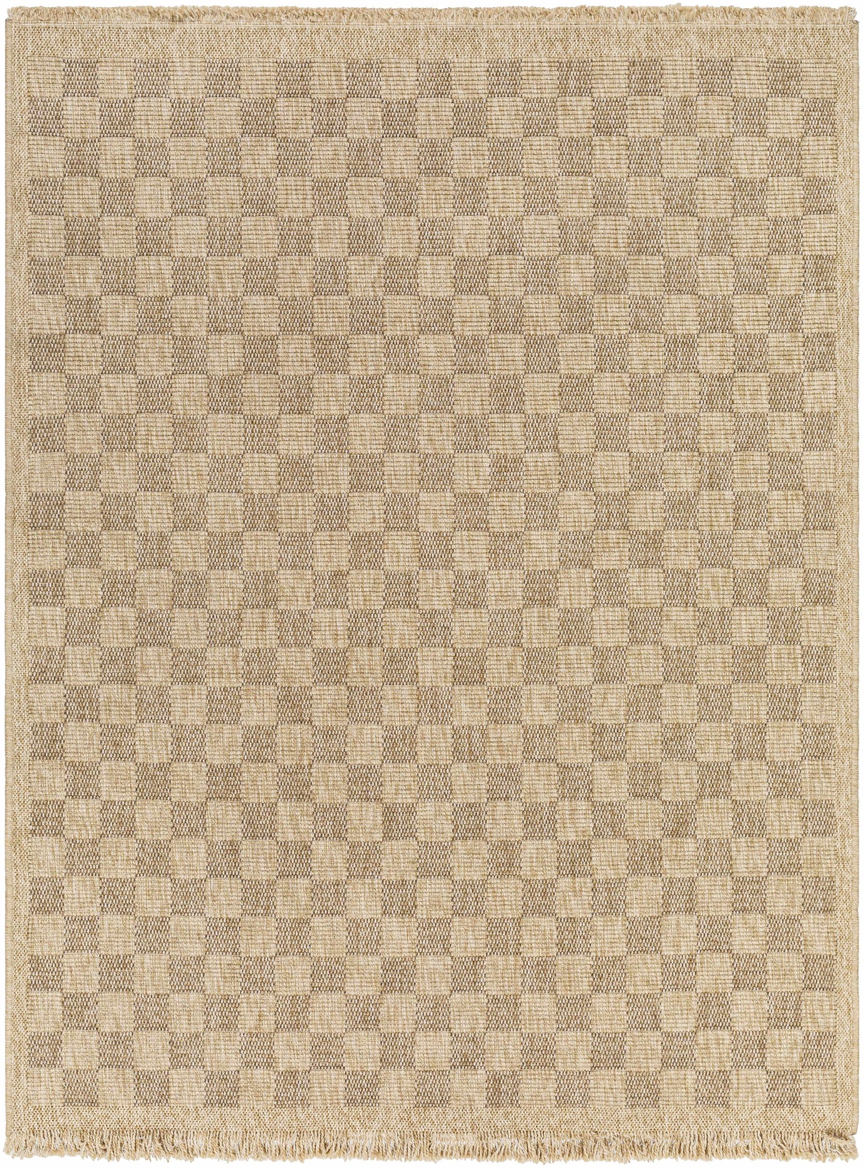 Jurek Beige Checkered Outdoor Area Rug - Ornate Home