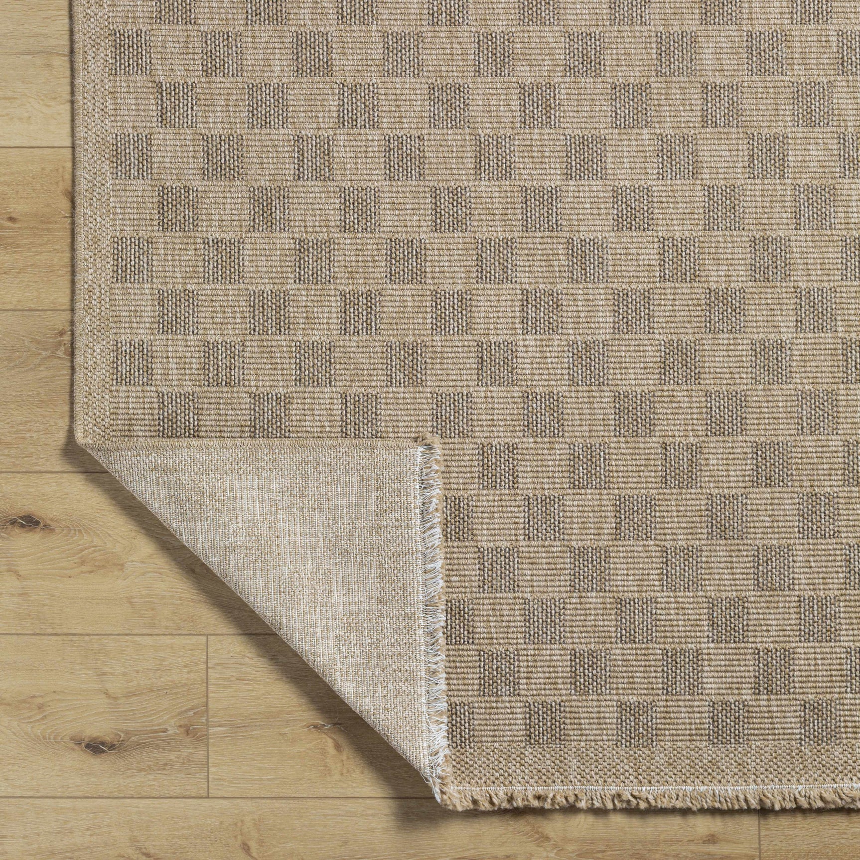 Jurek Beige Checkered Outdoor Area Rug - Ornate Home