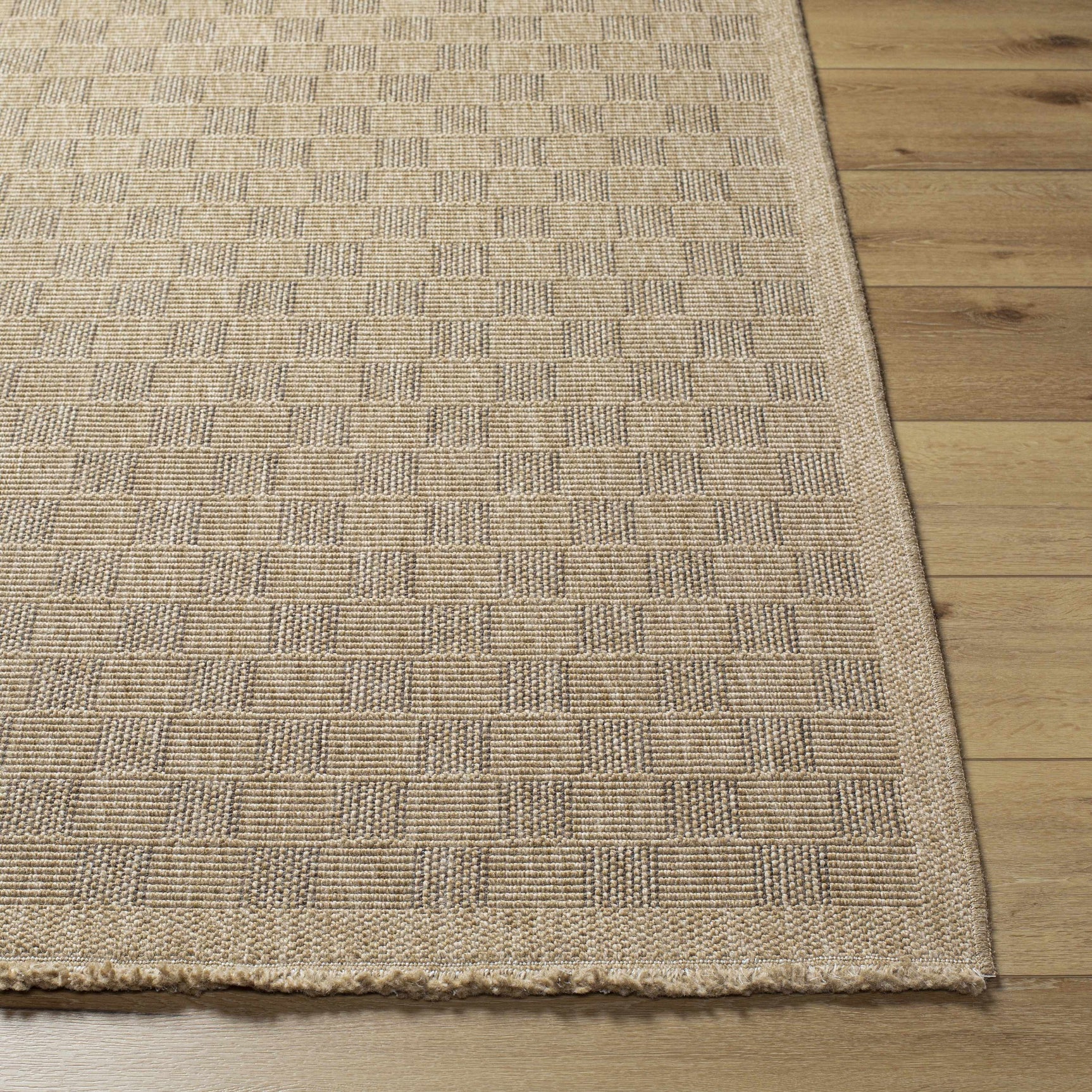 Jurek Beige Checkered Outdoor Area Rug - Ornate Home