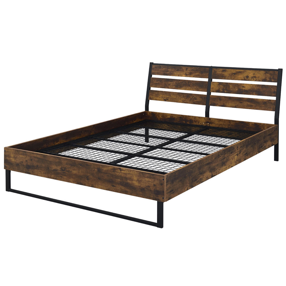 Juvanth Rustic Oak & Black Finish Bed Frame - Ornate Home