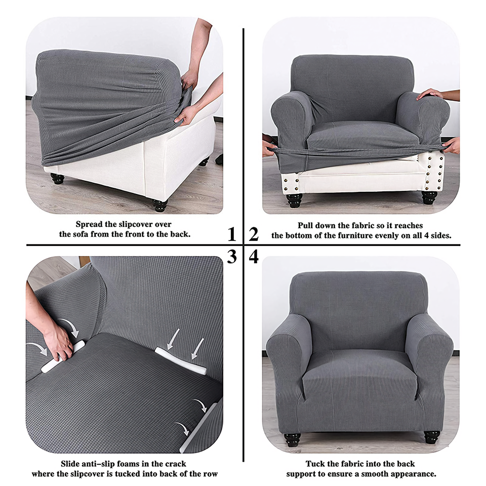 KAS Armchair Cover 4-Styles Elastic Sofa Cover Couch Covers for Living Room Stretchable Slipcover for Chairs - 1 Seater Chair Slip Cover - Ornate Home