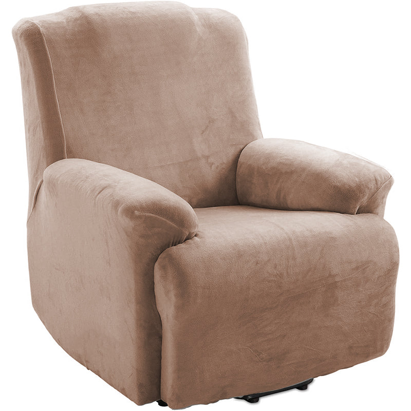 KAS Soft Plush Velvet Recliner Chair Cover - Fleece Armchair Slipcover with Pocket - 4 Pieces Furniture Cover Protector for Reclining Chair - Ornate Home