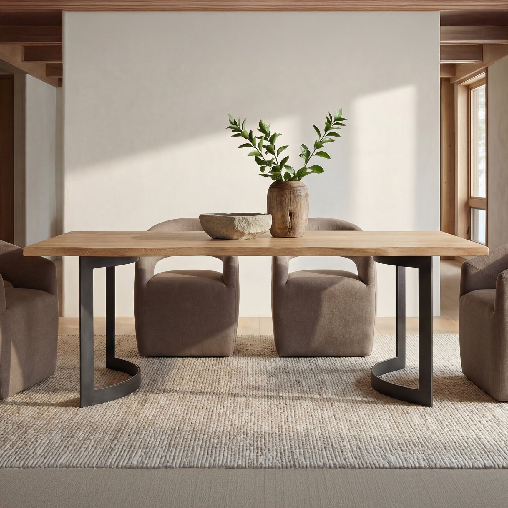 Barrow Soft Taupe Rolling Dining Chair