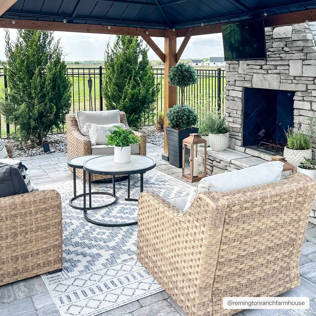 Kabala Dark Blue Outdoor Area Rug - Clearance - Ornate Home