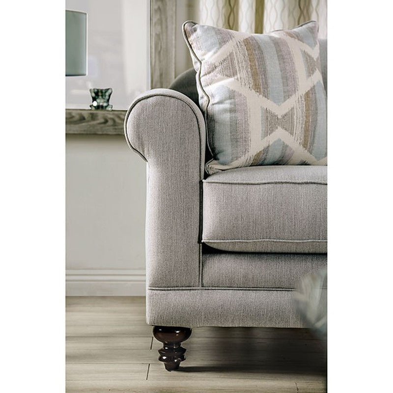 Kacey Light Gray/Powder Blue/Pale Plum Loveseat - Ornate Home