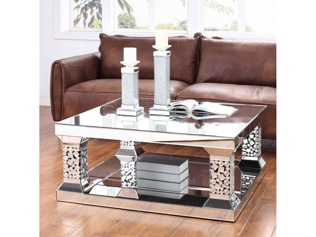 Kachina Mirrored & Faux Gems Coffee Table - Ornate Home