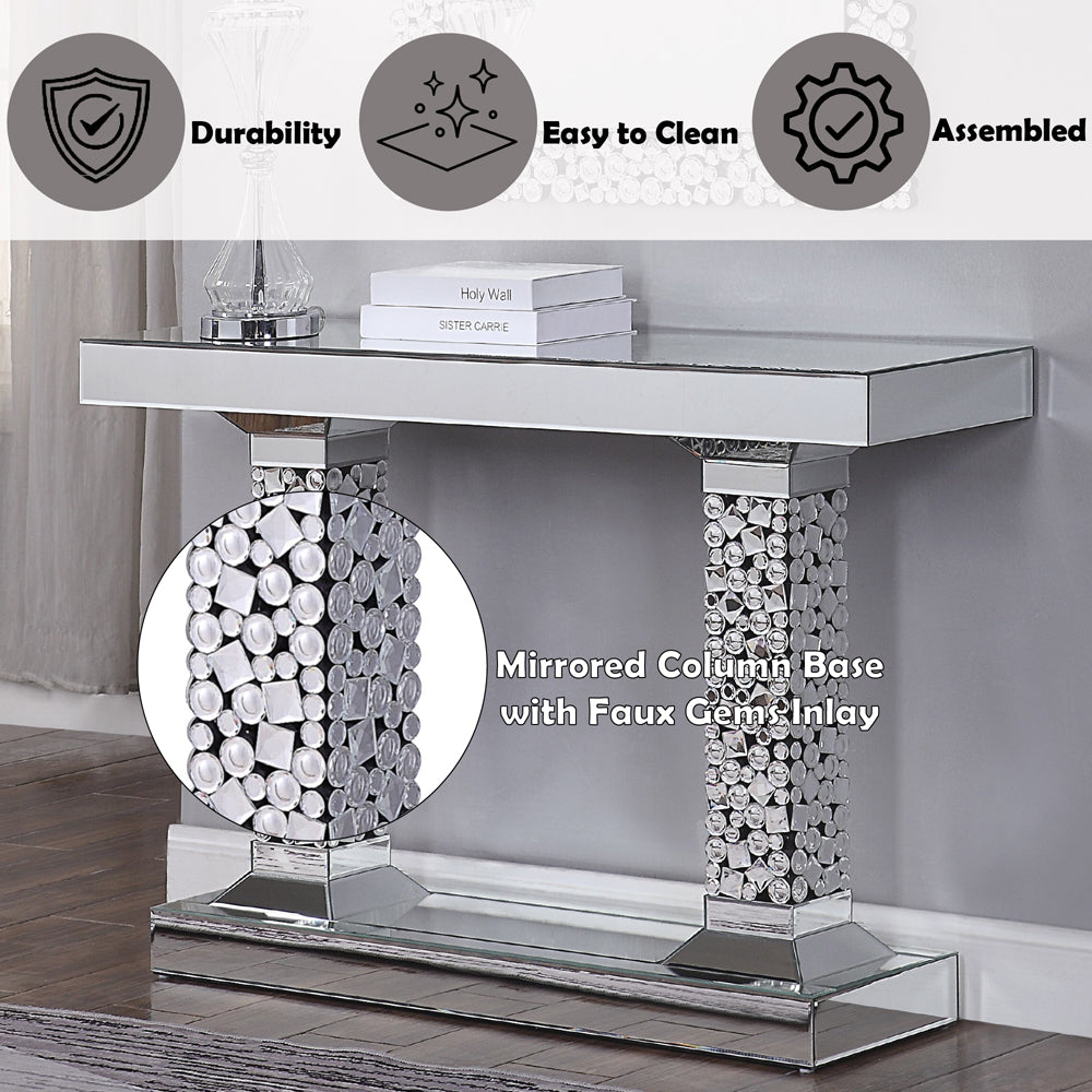 Kachina Mirrored & Faux Gems Console Table - Ornate Home