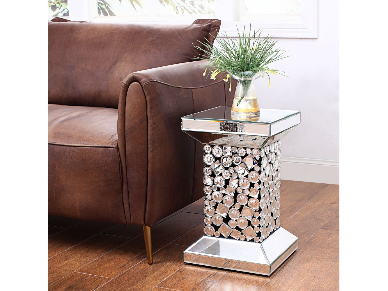 Kachina Mirrored & Faux Gems End Table - Ornate Home